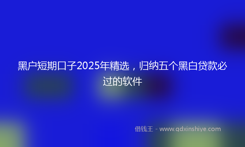 黑户短期口子2025年精选，归纳五个黑白贷款必过的软件