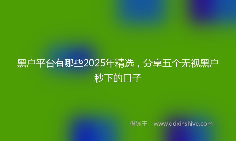 黑户平台有哪些2025年精选，分享五个无视黑户秒下的口子