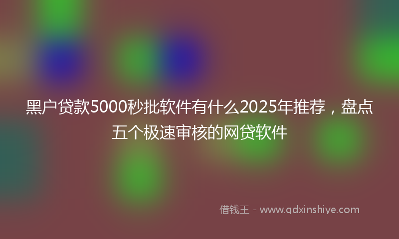 黑户贷款5000秒批软件有什么2025年推荐，盘点五个极速审核的网贷软件