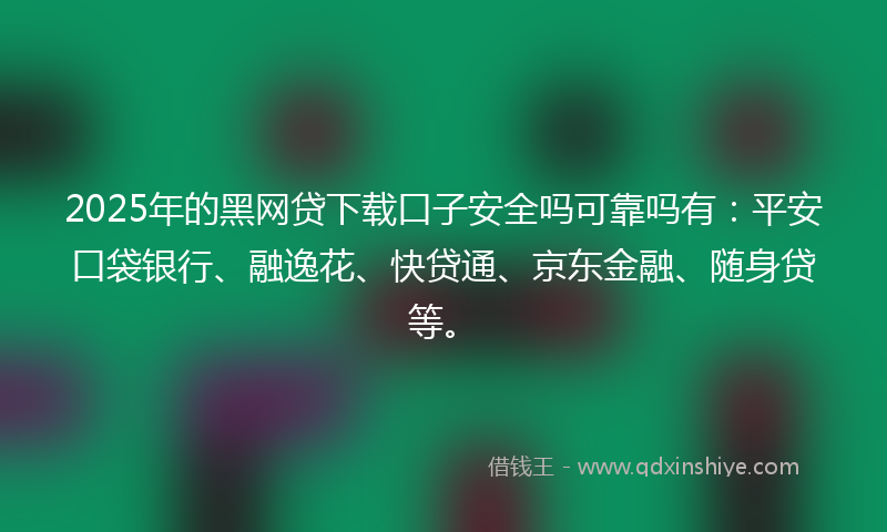 2025年的黑网贷下载口子安全吗可靠吗有：平安口袋银行、融逸花、快贷通、京东金融、随身贷等。