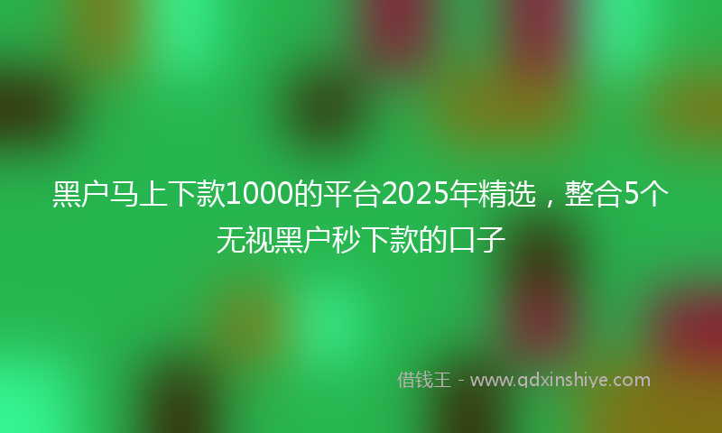 黑户马上下款1000的平台2025年精选，整合5个无视黑户秒下款的口子
