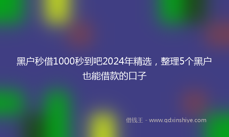 黑户秒借1000秒到吧2024年精选，整理5个黑户也能借款的口子