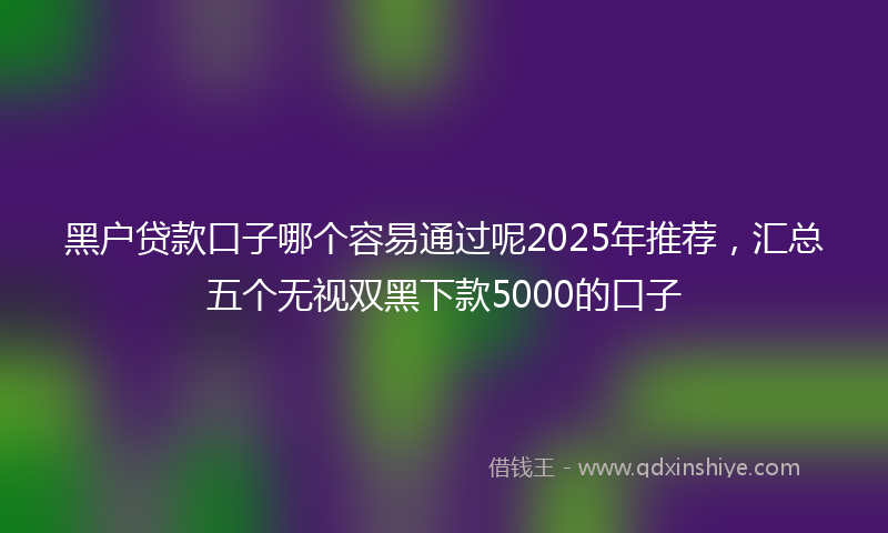 黑户贷款口子哪个容易通过呢2025年推荐，汇总五个无视双黑下款5000的口子