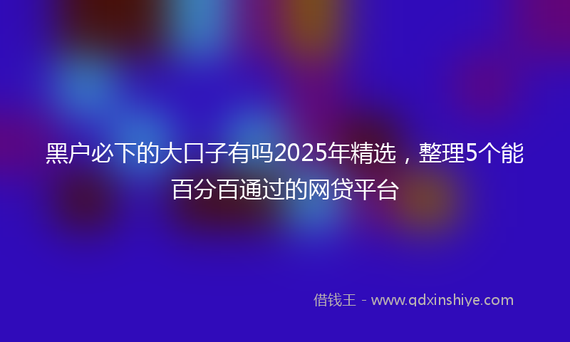 黑户必下的大口子有吗2025年精选，整理5个能百分百通过的网贷平台