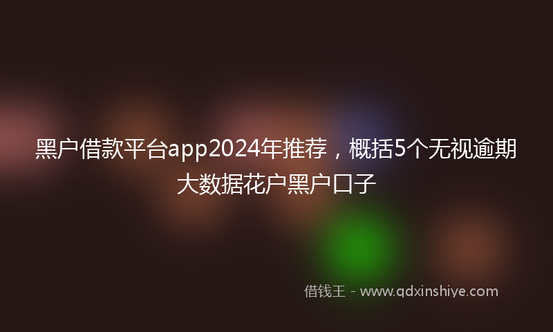 黑户借款平台app2024年推荐，概括5个无视逾期大数据花户黑户口子