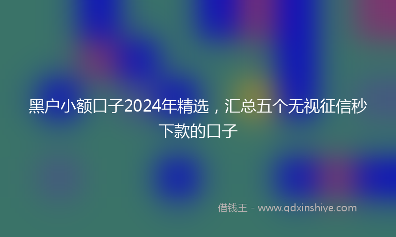 黑户小额口子2024年精选，汇总五个无视征信秒下款的口子