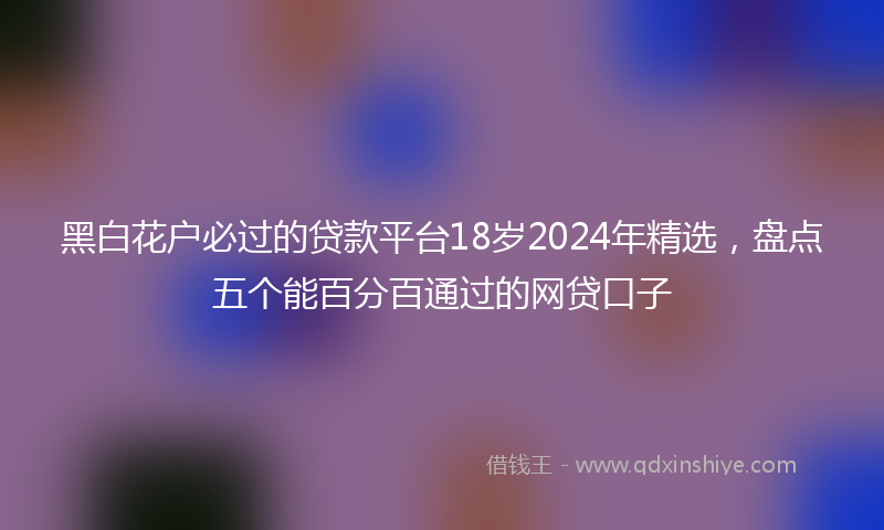 黑白花户必过的贷款平台18岁2024年精选，盘点五个能百分百通过的网贷口子