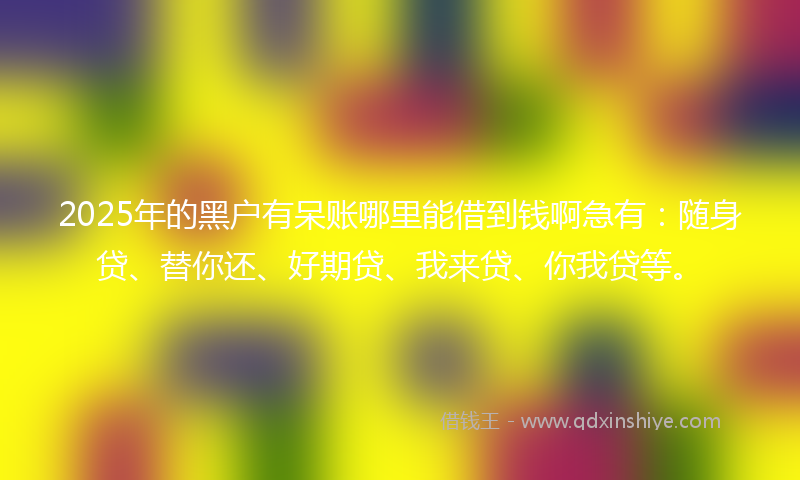 2025年的黑户有呆账哪里能借到钱啊急有：随身贷、替你还、好期贷、我来贷、你我贷等。