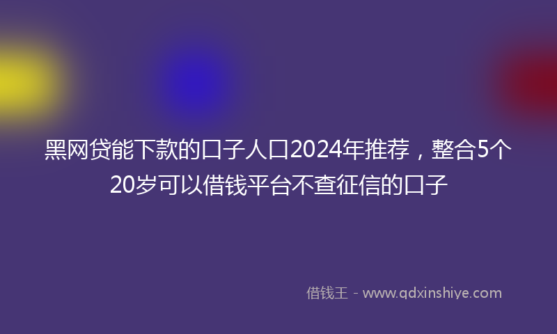 黑网贷能下款的口子人口2024年推荐，整合5个20岁可以借钱平台不查征信的口子