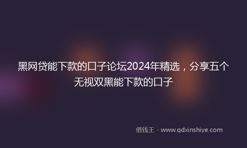 黑网贷能下款的口子论坛2024年精选，分享五个无视双黑能下款的口子