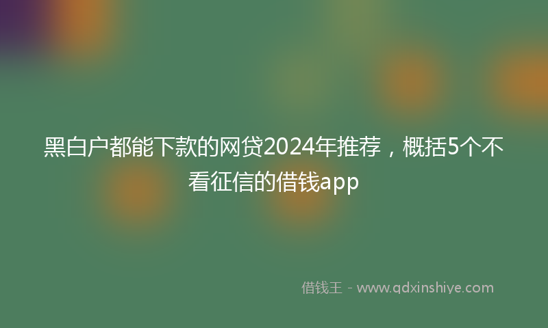 黑白户都能下款的网贷2024年推荐，概括5个不看征信的借钱app