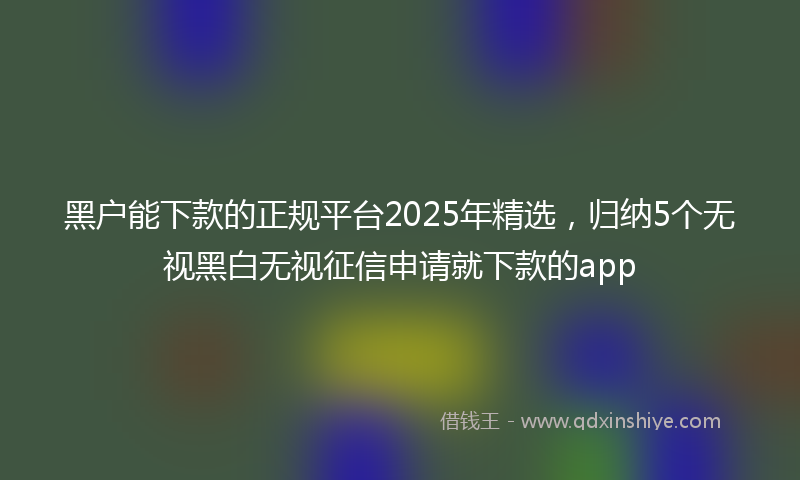 黑户能下款的正规平台2025年精选，归纳5个无视黑白无视征信申请就下款的app