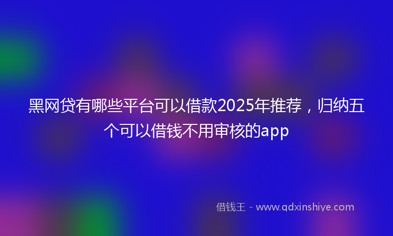 黑网贷有哪些平台可以借款2025年推荐，归纳五个可以借钱不用审核的app