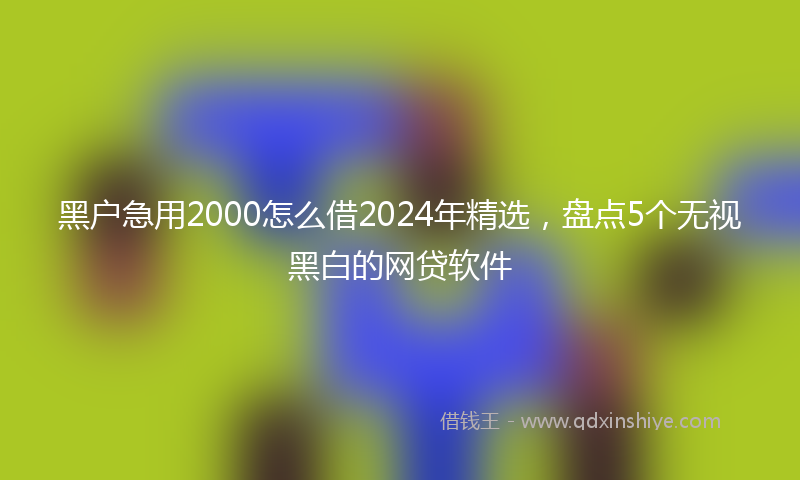 黑户急用2000怎么借2024年精选，盘点5个无视黑白的网贷软件
