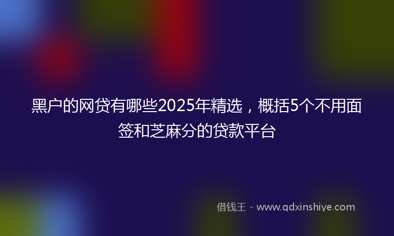 黑户的网贷有哪些2025年精选，概括5个不用面签和芝麻分的贷款平台
