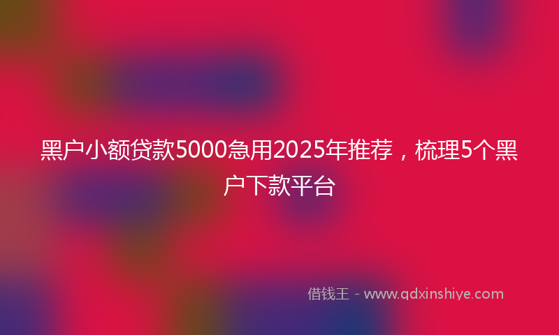 黑户小额贷款5000急用2025年推荐，梳理5个黑户下款平台