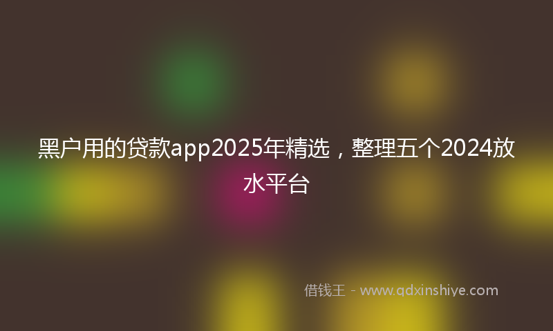 黑户用的贷款app2025年精选，整理五个2024放水平台