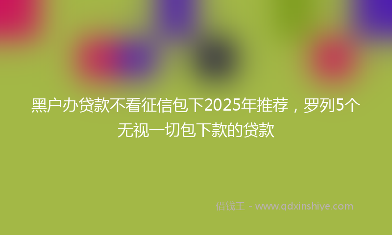 黑户办贷款不看征信包下2025年推荐，罗列5个无视一切包下款的贷款