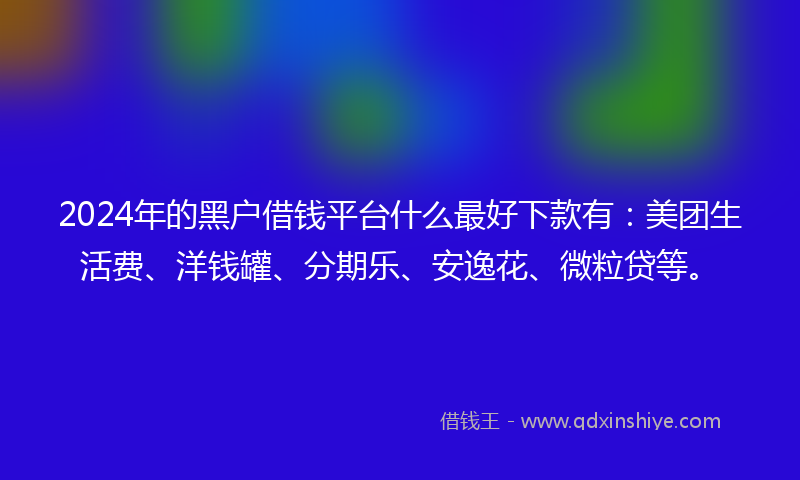 2024年的黑户借钱平台什么最好下款有：美团生活费、洋钱罐、分期乐、安逸花、微粒贷等。
