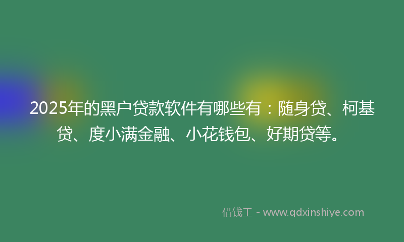 2025年的黑户贷款软件有哪些有：随身贷、柯基贷、度小满金融、小花钱包、好期贷等。