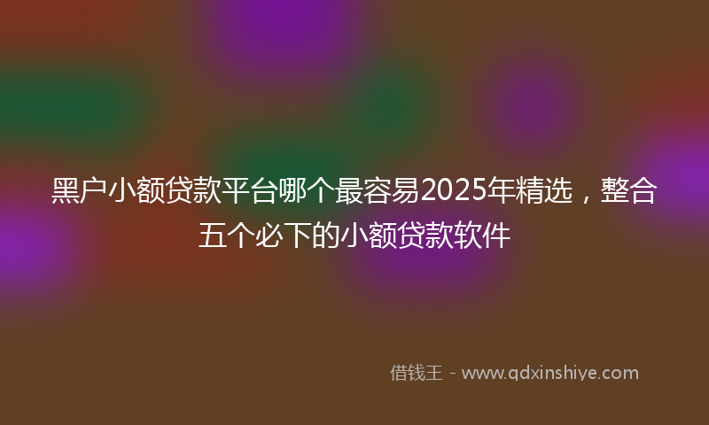 黑户小额贷款平台哪个最容易2025年精选，整合五个必下的小额贷款软件