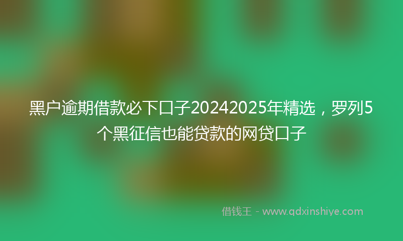 黑户逾期借款必下口子20242025年精选，罗列5个黑征信也能贷款的网贷口子