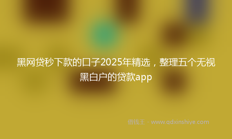 黑网贷秒下款的口子2025年精选，整理五个无视黑白户的贷款app
