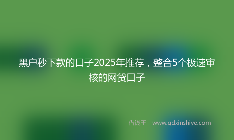 黑户秒下款的口子2025年推荐，整合5个极速审核的网贷口子