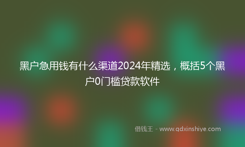 黑户急用钱有什么渠道2024年精选，概括5个黑户0门槛贷款软件