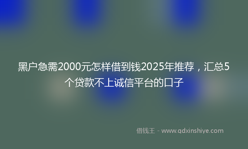 黑户急需2000元怎样借到钱2025年推荐，汇总5个贷款不上诚信平台的口子