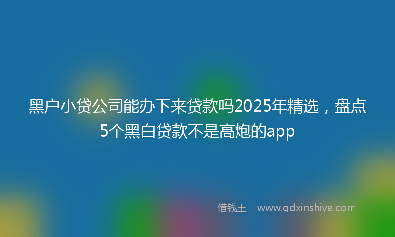 黑户小贷公司能办下来贷款吗2025年精选，盘点5个黑白贷款不是高炮的app