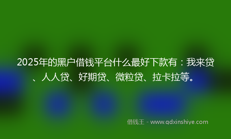 2025年的黑户借钱平台什么最好下款有：我来贷、人人贷、好期贷、微粒贷、拉卡拉等。