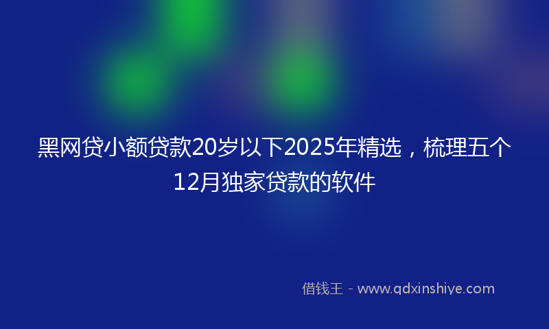黑网贷小额贷款20岁以下2025年精选，梳理五个12月独家贷款的软件