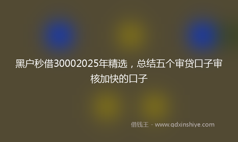 黑户秒借30002025年精选，总结五个审贷口子审核加快的口子
