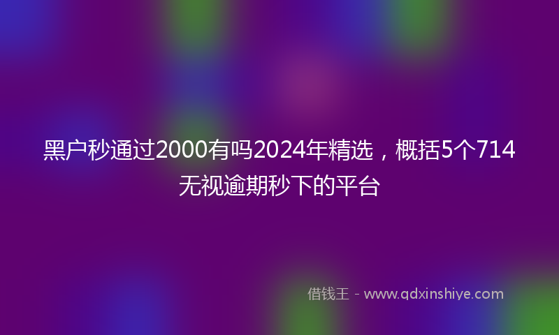 黑户秒通过2000有吗2024年精选，概括5个714无视逾期秒下的平台