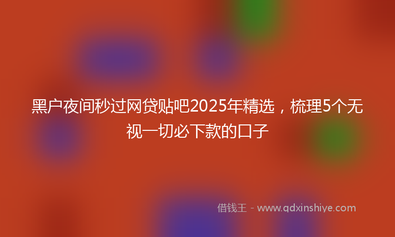 黑户夜间秒过网贷贴吧2025年精选，梳理5个无视一切必下款的口子