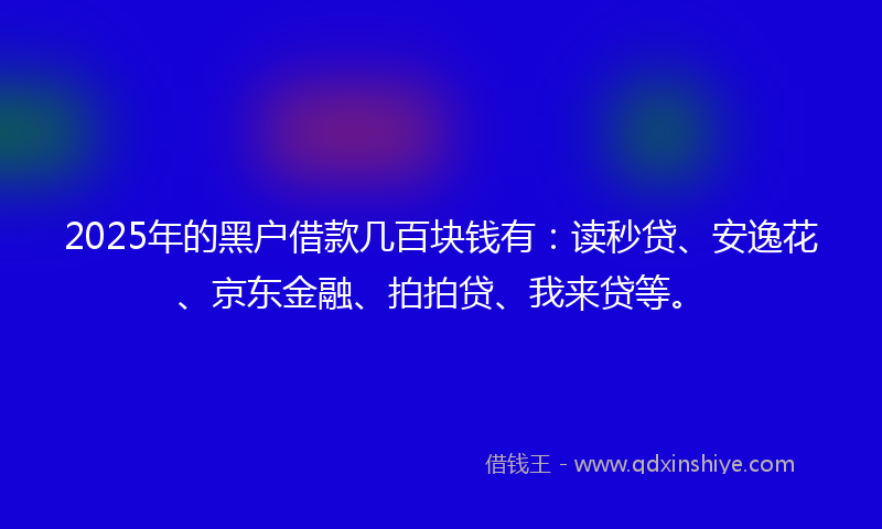 2025年的黑户借款几百块钱有：读秒贷、安逸花、京东金融、拍拍贷、我来贷等。