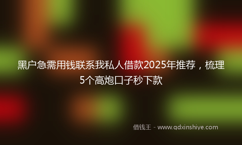 黑户急需用钱联系我私人借款2025年推荐，梳理5个高炮口子秒下款