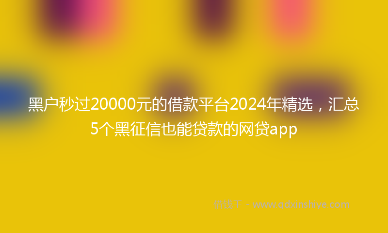 黑户秒过20000元的借款平台2024年精选，汇总5个黑征信也能贷款的网贷app