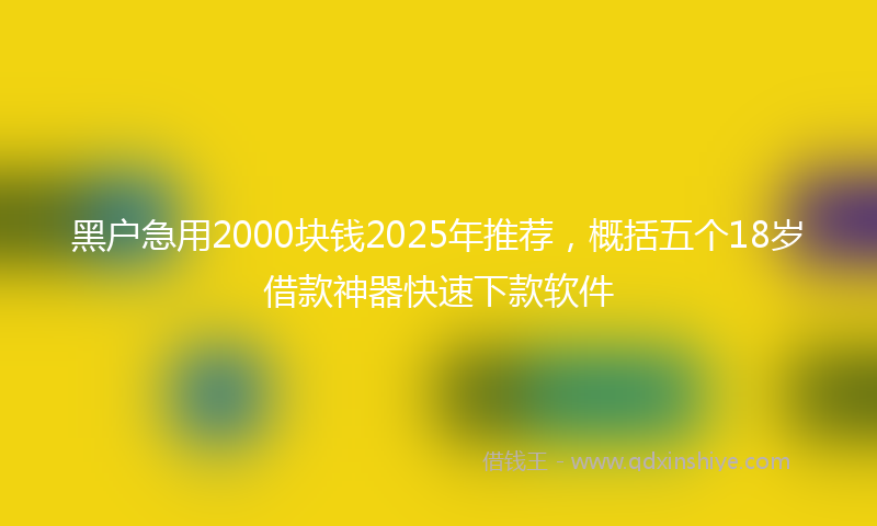 黑户急用2000块钱2025年推荐，概括五个18岁借款神器快速下款软件