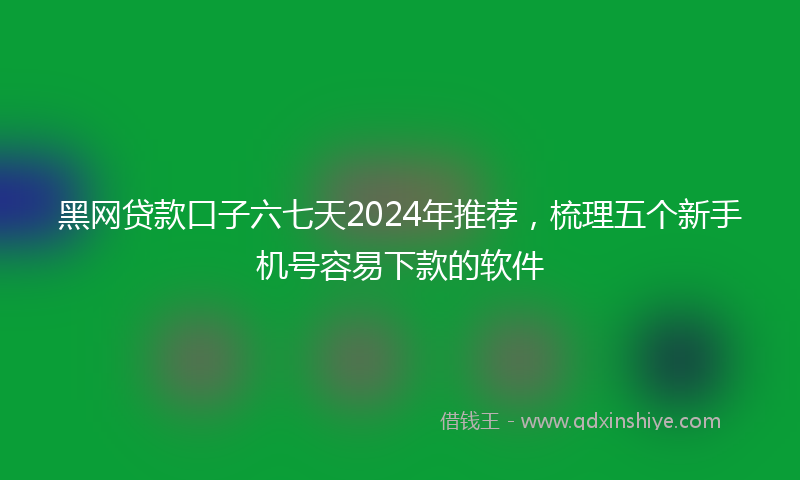 黑网贷款口子六七天2024年推荐，梳理五个新手机号容易下款的软件