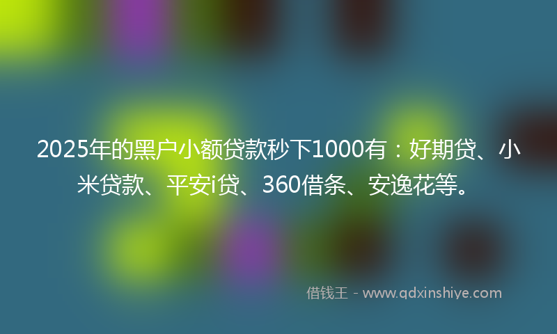 2025年的黑户小额贷款秒下1000有：好期贷、小米贷款、平安i贷、360借条、安逸花等。