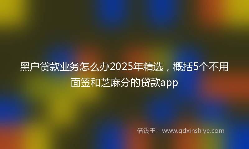 黑户贷款业务怎么办2025年精选，概括5个不用面签和芝麻分的贷款app