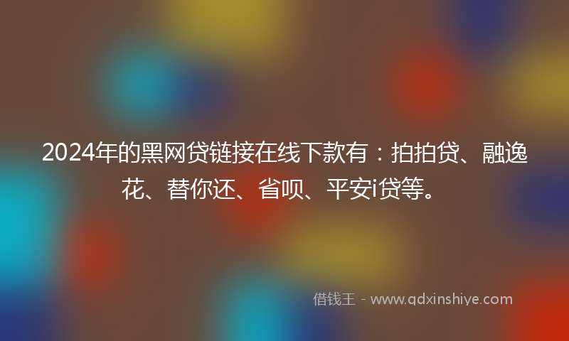 2024年的黑网贷链接在线下款有：拍拍贷、融逸花、替你还、省呗、平安i贷等。