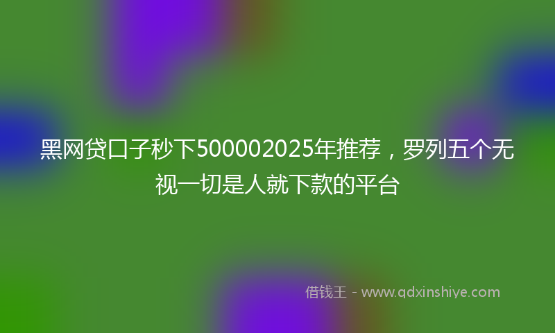 黑网贷口子秒下500002025年推荐，罗列五个无视一切是人就下款的平台