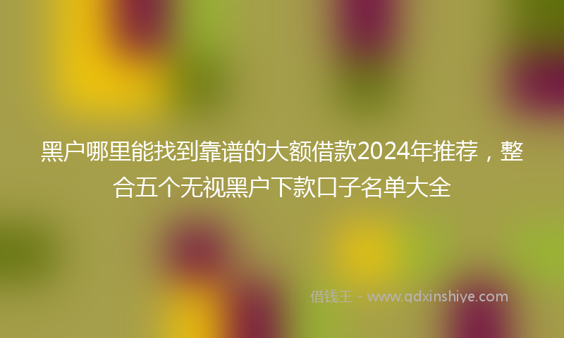 黑户哪里能找到靠谱的大额借款2024年推荐，整合五个无视黑户下款口子名单大全