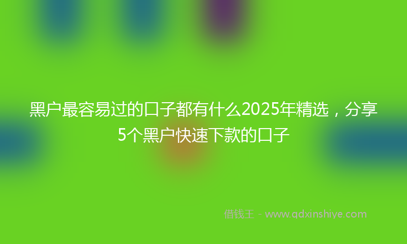 黑户最容易过的口子都有什么2025年精选，分享5个黑户快速下款的口子