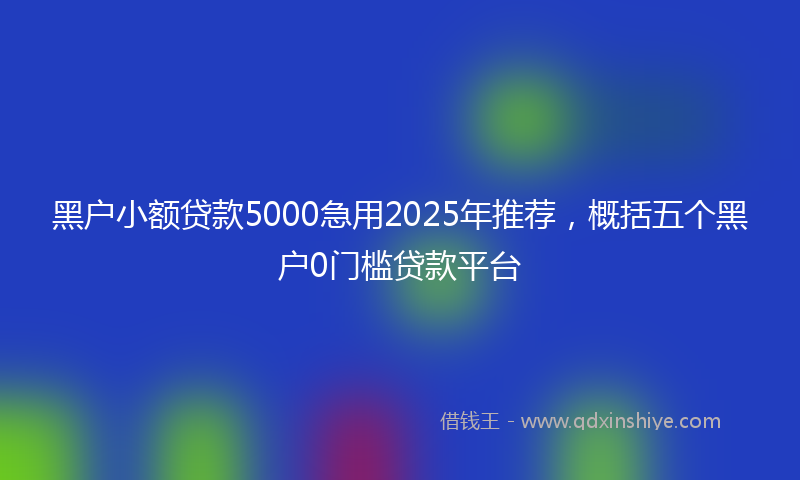 黑户小额贷款5000急用2025年推荐，概括五个黑户0门槛贷款平台