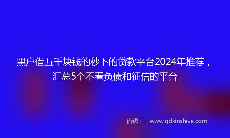 黑户借五千块钱的秒下的贷款平台2024年推荐，汇总5个不看负债和征信的平台