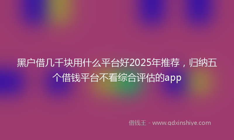 黑户借几千块用什么平台好2025年推荐，归纳五个借钱平台不看综合评估的app